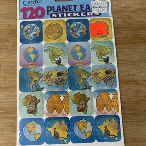 Vintage Eureka Planet Earth Stickers 120 Total Sealed Package NOS